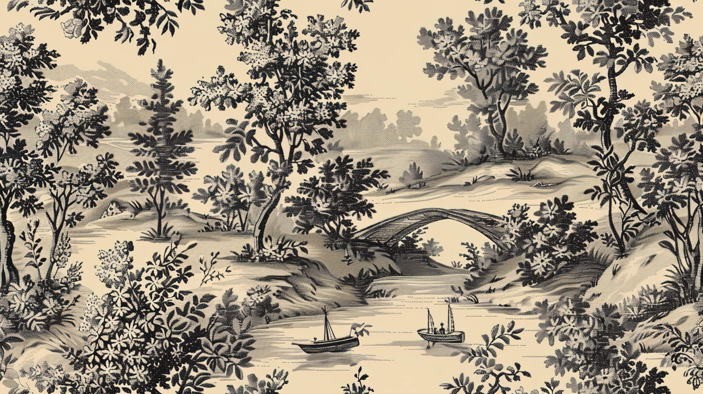Papier Peint Toile De Jouy Pont Noir