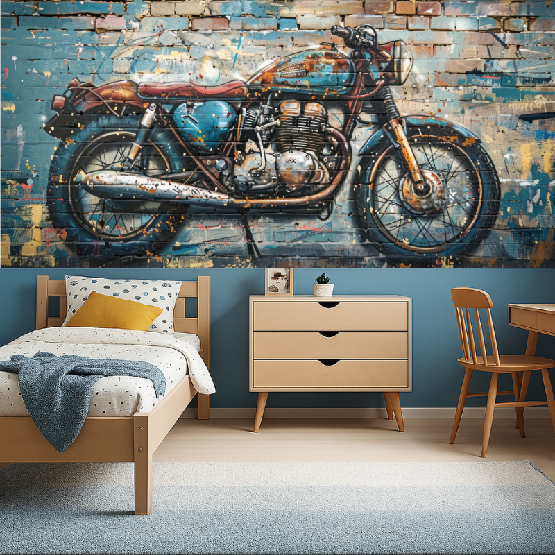 Papier peint graffiti moto vintage garcon456
