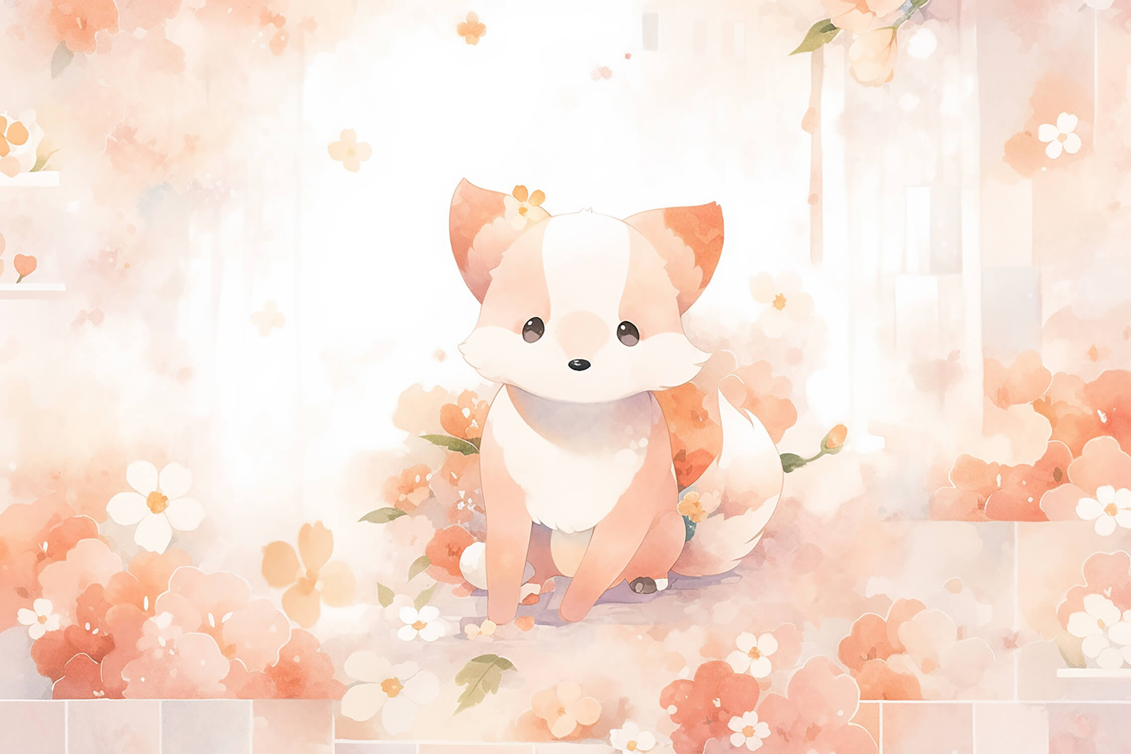 Papier Peint Renard Pastel