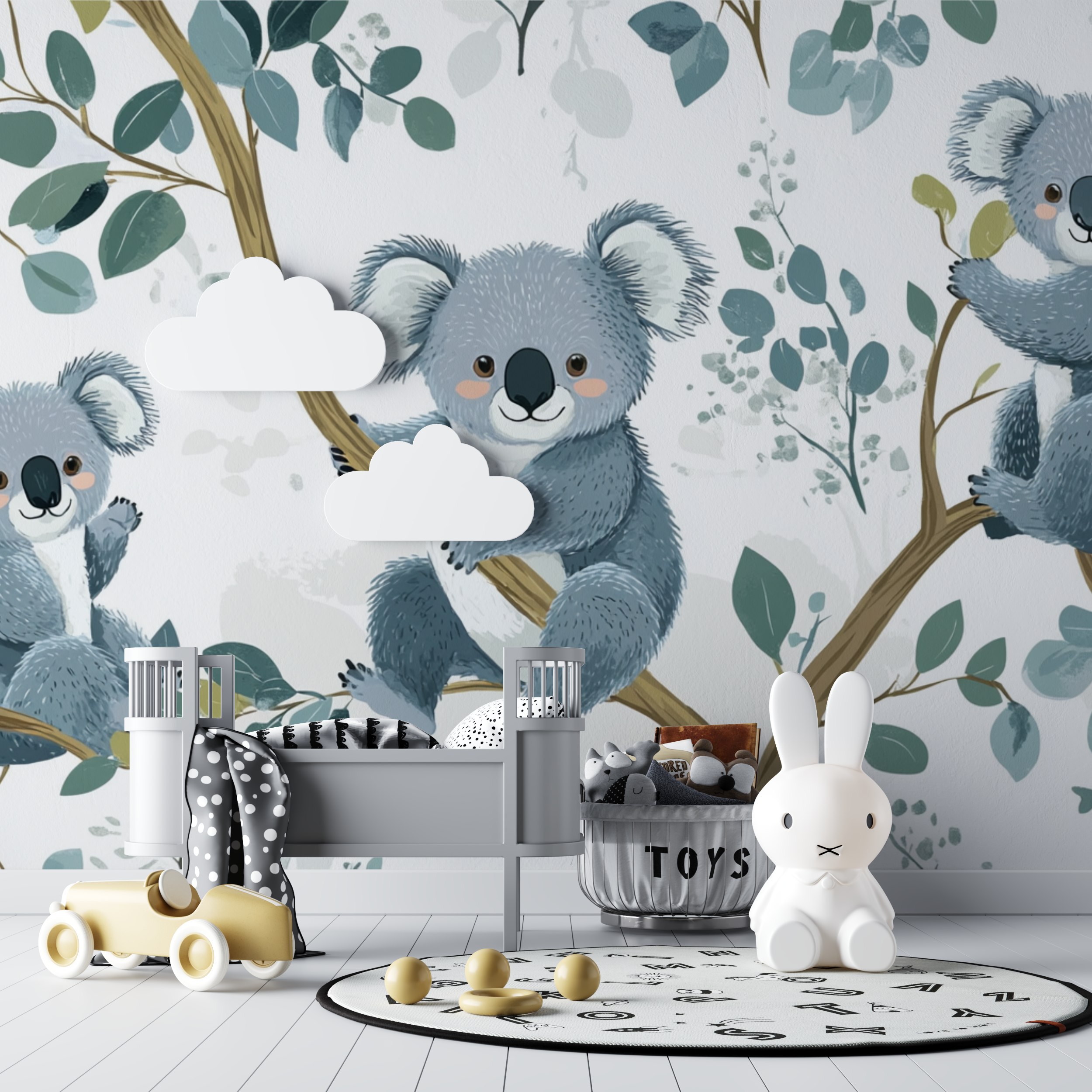 Papier peint koala au reveil tout doux bebe tipi