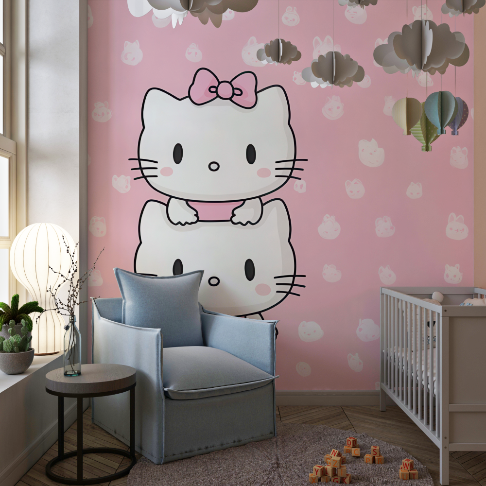Papier peint hello kitty rose chambre de fille