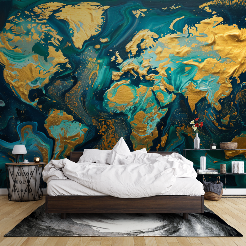 Papier peint carte du monde des...eu canard leroy merlin mur