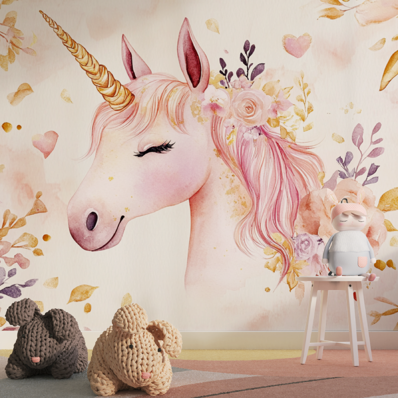 Papier peint chambre licorne de...cier tapisserie pour fille