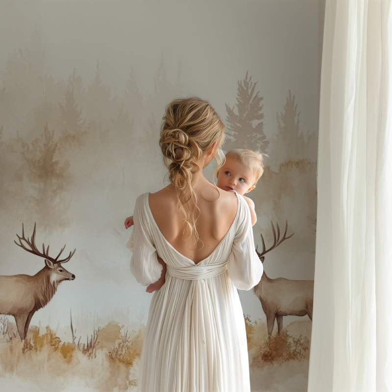 Papier peint cerf dans la foret bb123