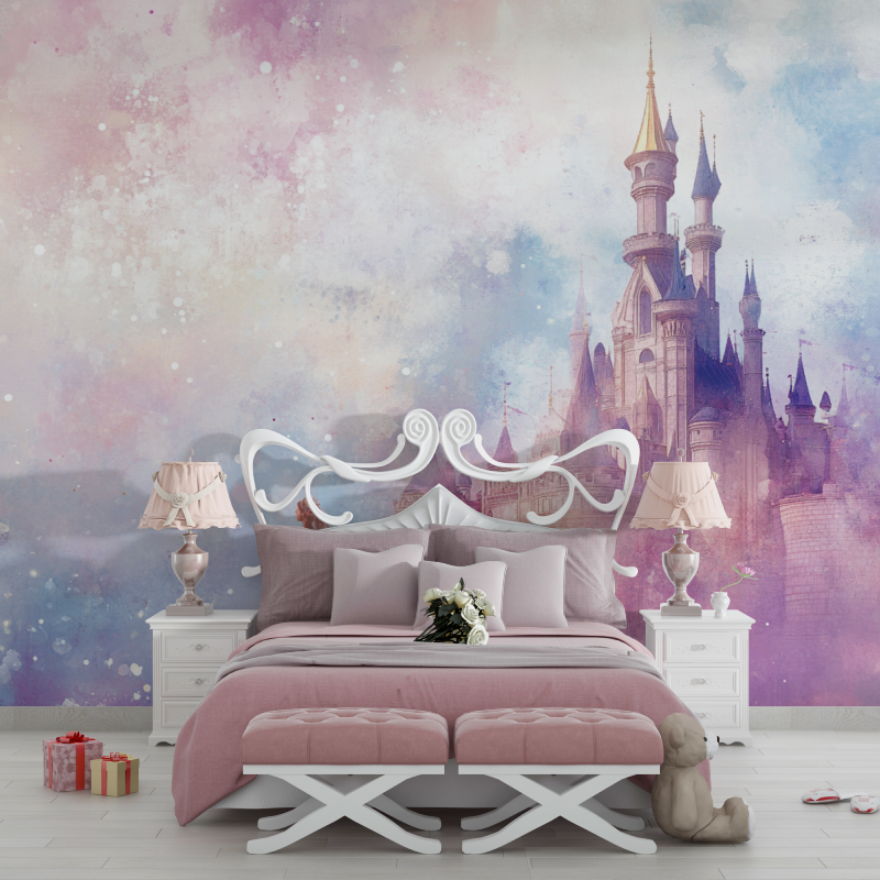 Papier peint princesse aquarelle chambre filles