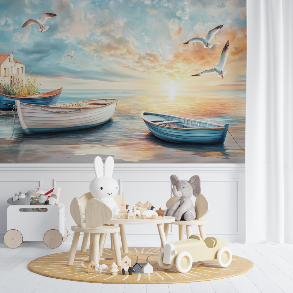 Papier peint marin amarrage chambre de bebe