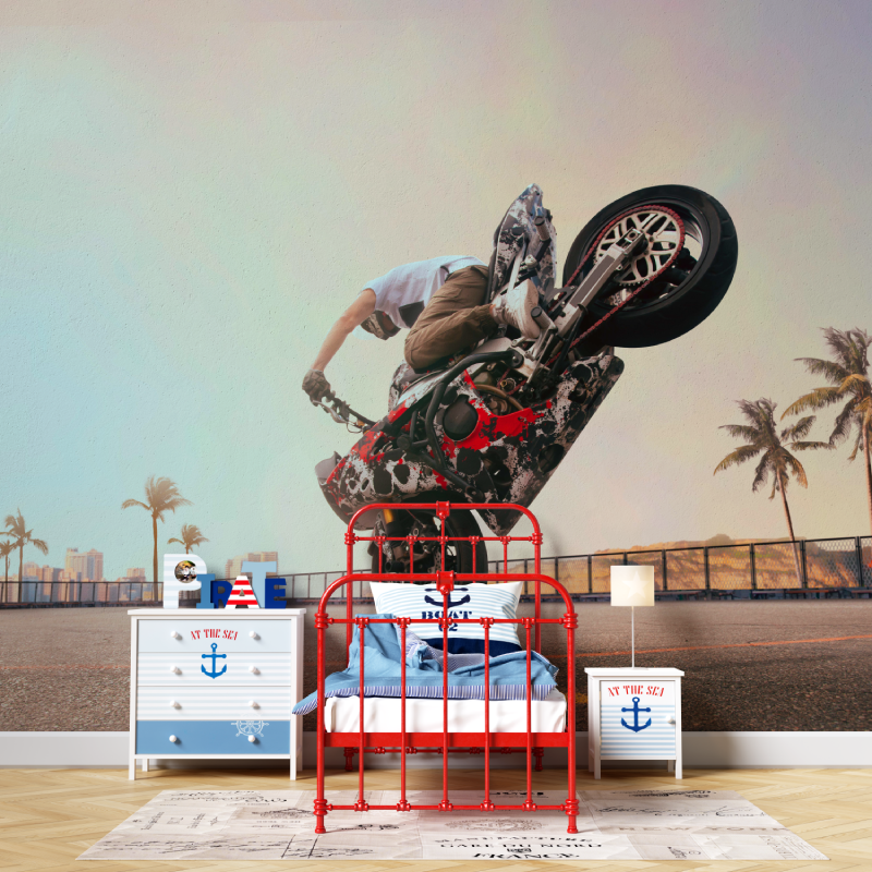 Papier peint chambre ado moto freestyle garcon567