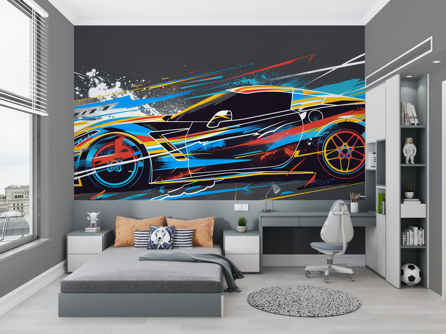 Papier peint voiture pour ados chambre petit