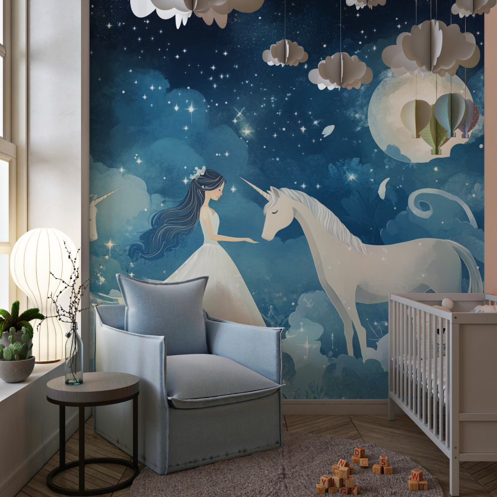 Papier peint princesse little p...t licorne chambre de fille