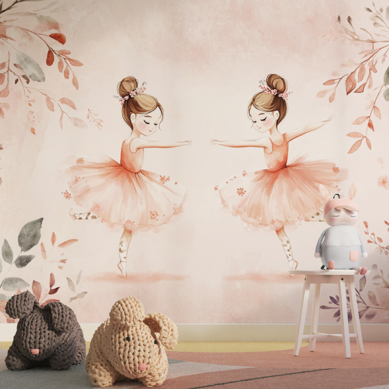 Papier peint princesse duo ballerine tapisserie pour fille
