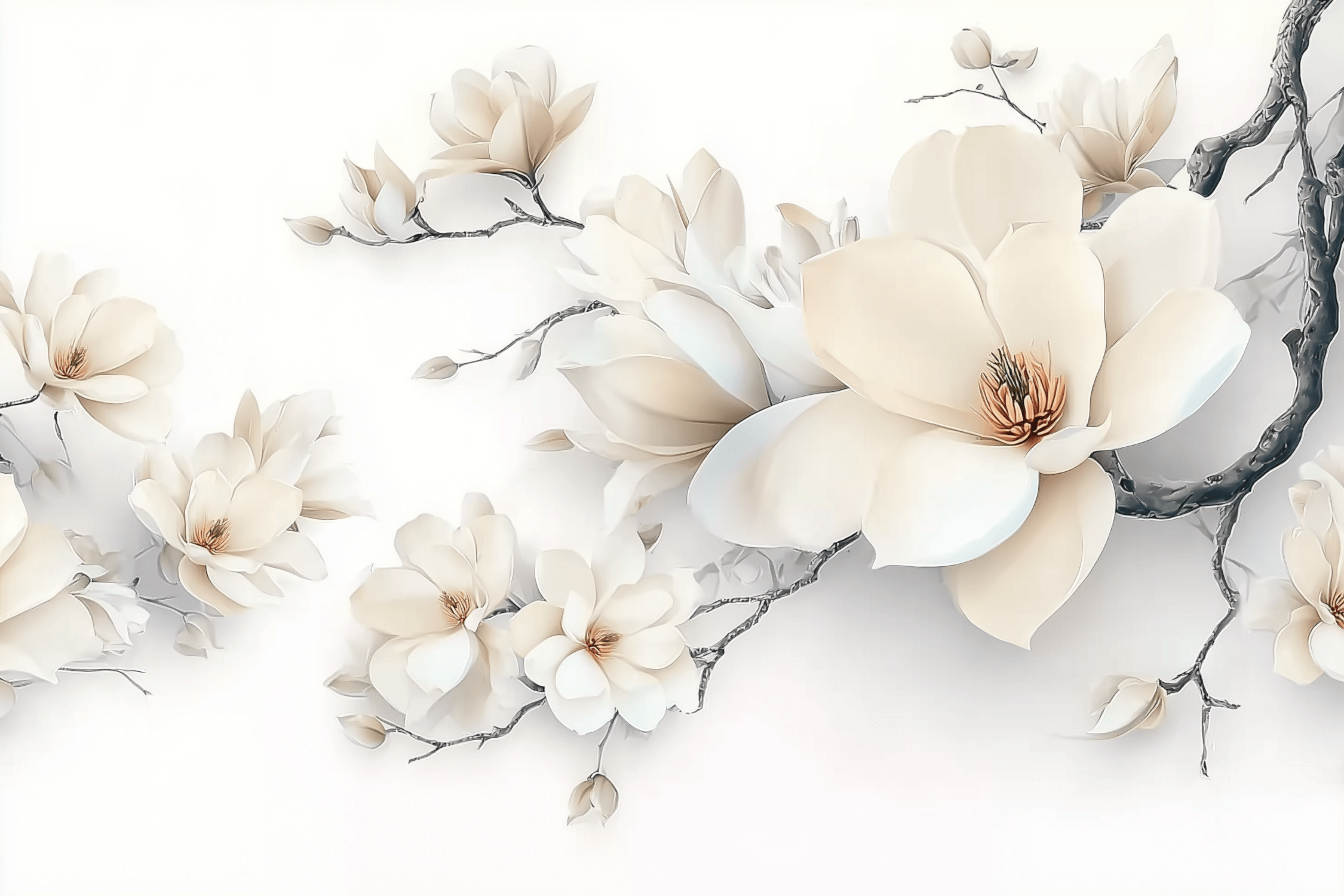 Big White Tulip Mural Wallpaper