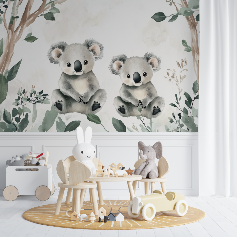 Papier peint koala et matin calin chambre de bebe