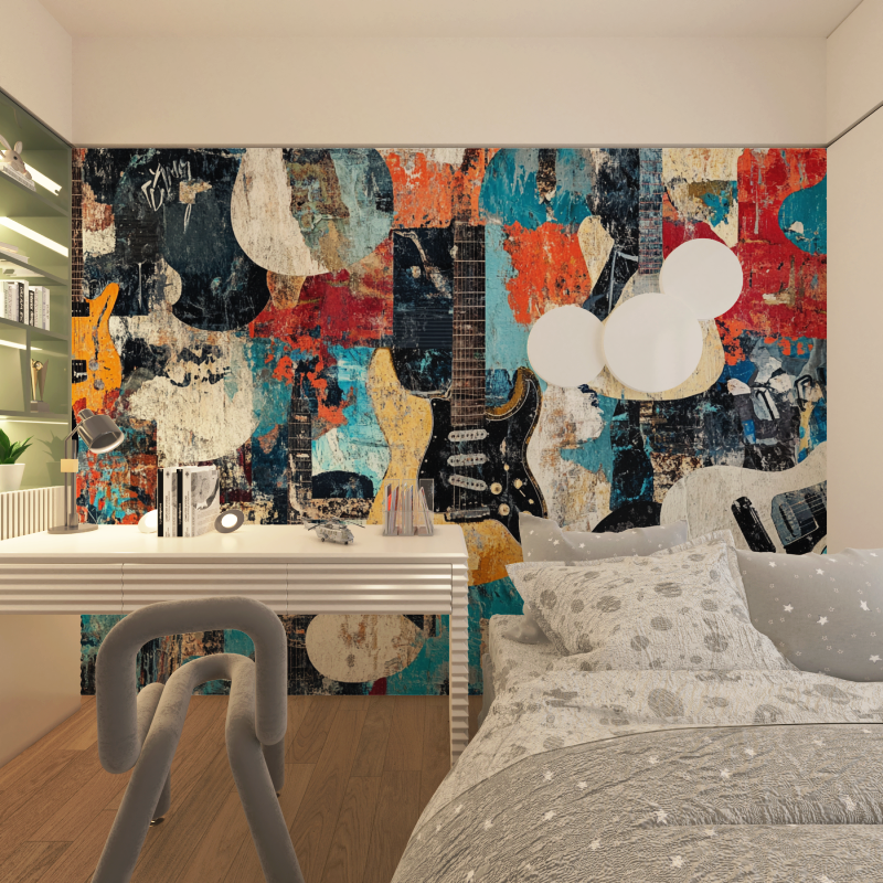 Papier peint abstrait rock chambre adolescents