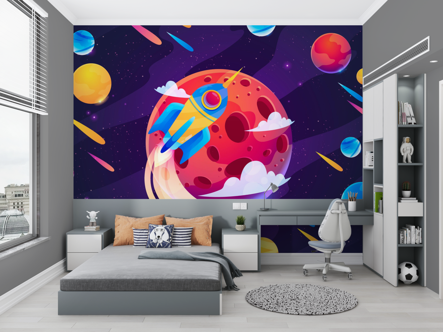 Papier peint espace pluie de meteorites chambre petit