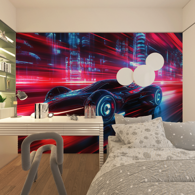 Papier peint gamer passion vitesse chambre adolescents