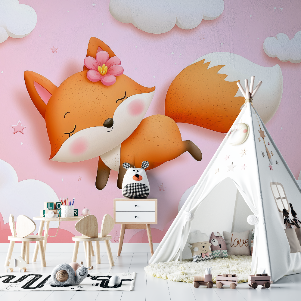 Papier peint renard chambre de fille chambre bebe