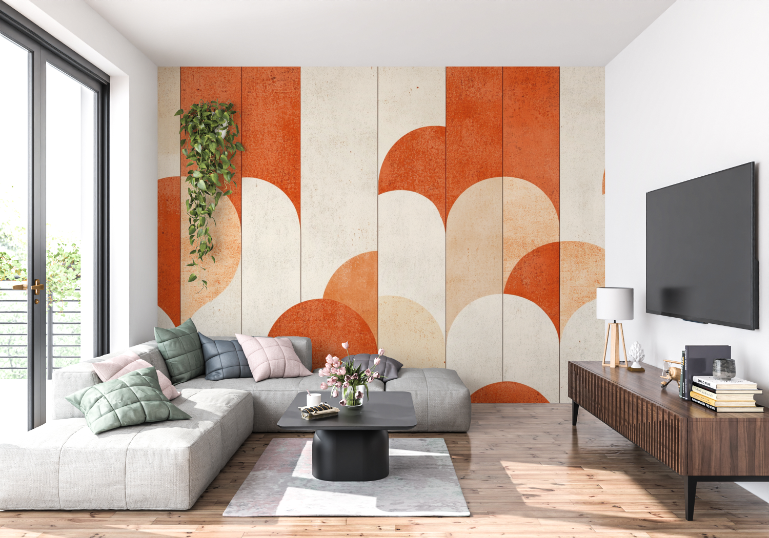 Papier peint terracotta esprit scandinave panoramique 4murs