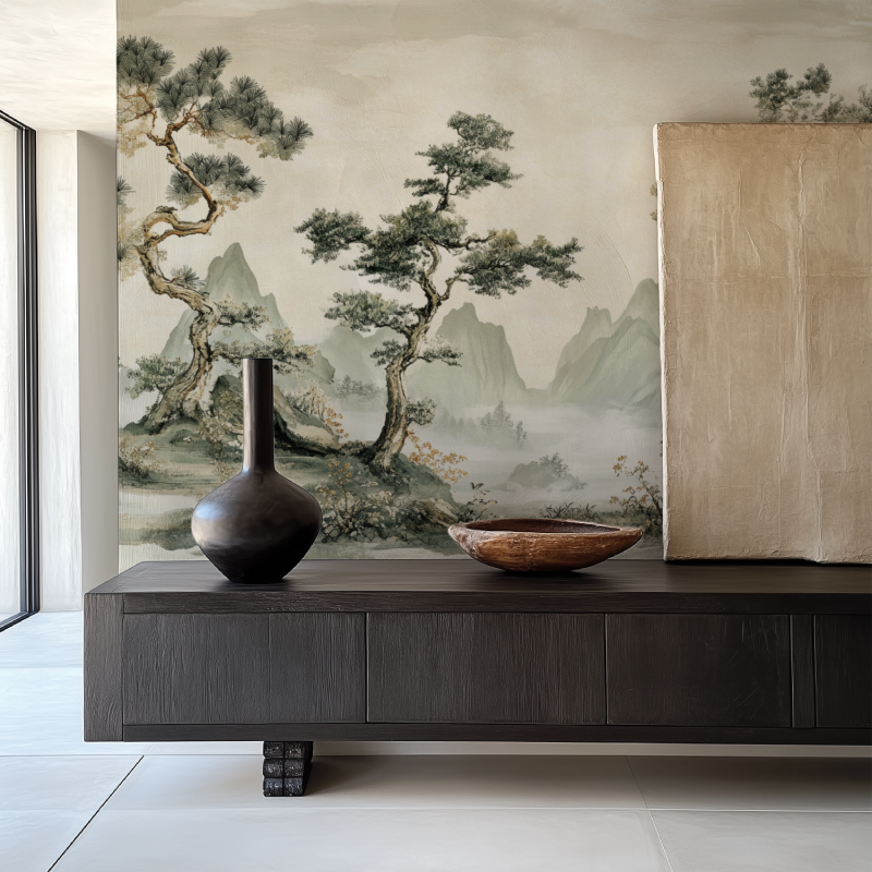 Papier peint arbre chinois salle manger papier