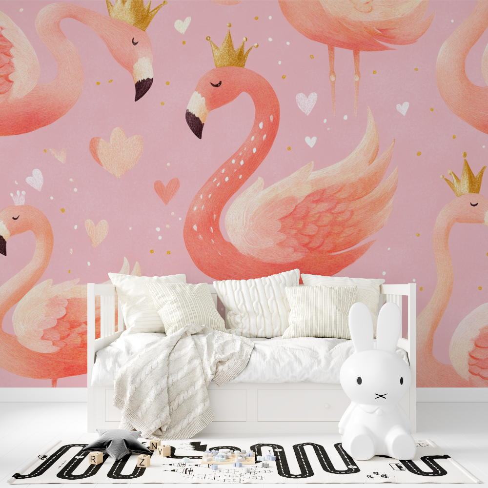 Papier peint princesse flamant ...princesse tapisserie fille