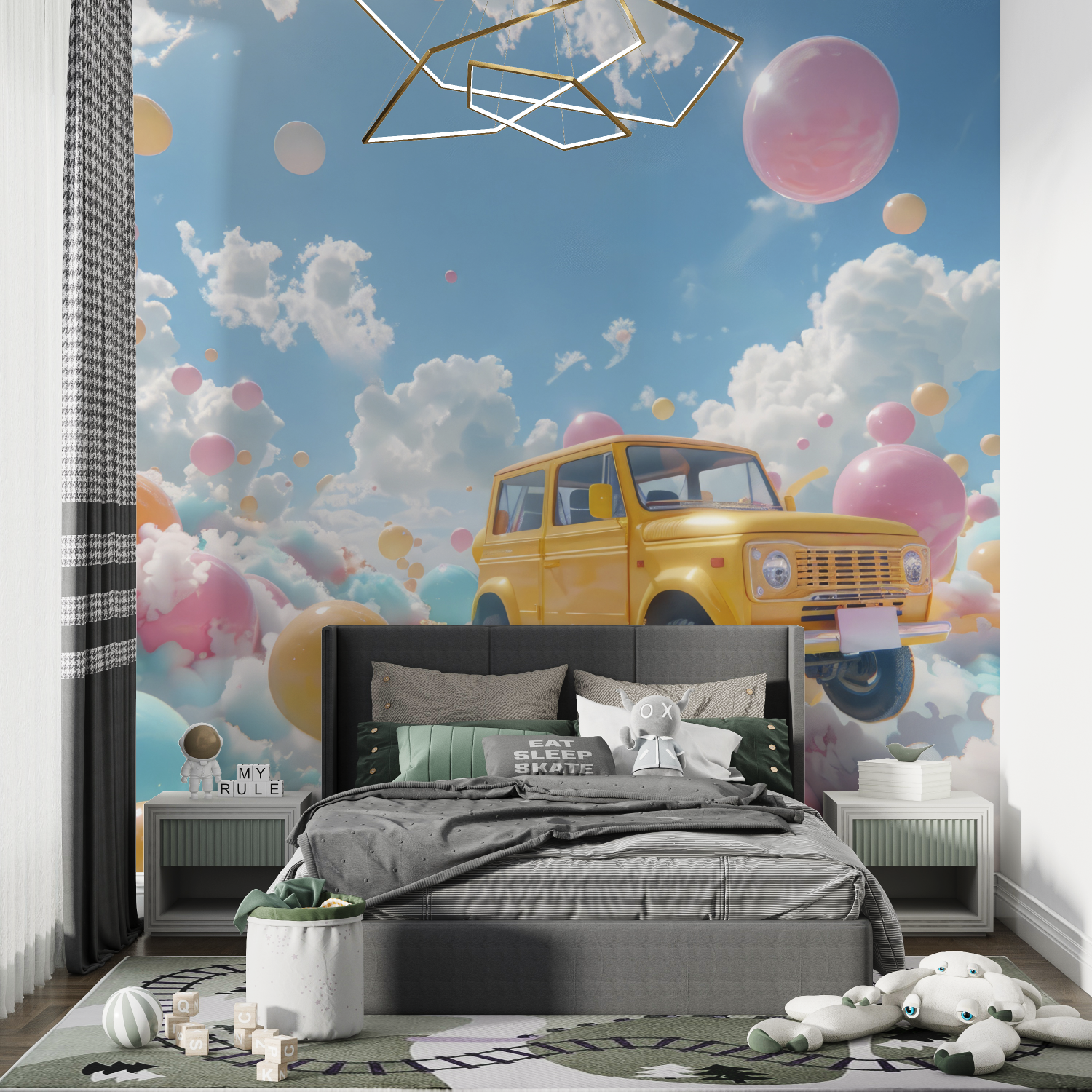 Papier peint voiture enfantin 3d chambre de garcon