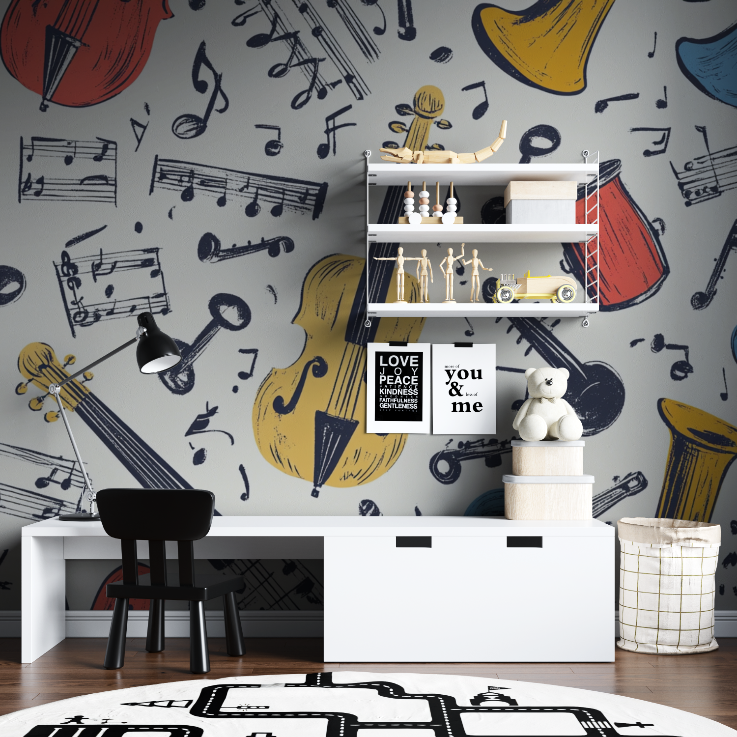 Papier peint motif musique tapisserie garcon
