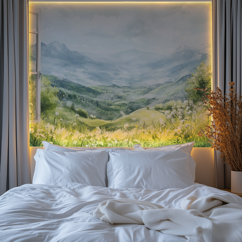 Papier peint paysage trompe loeil chambre tendanc