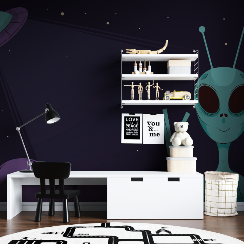 Papier peint espace ovnis tapisserie chambre ados