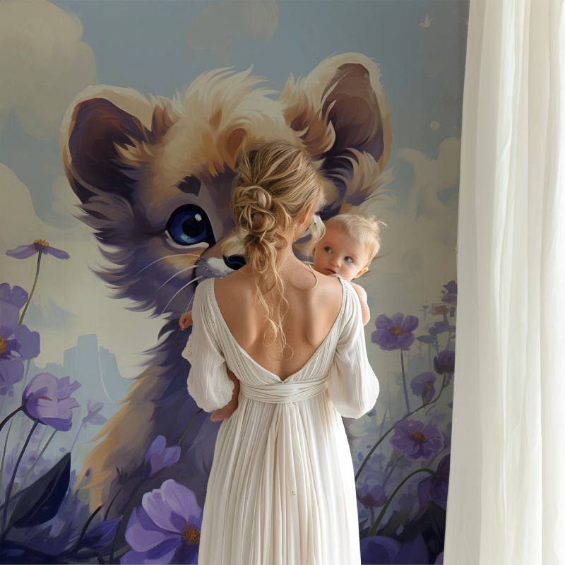 Papier peint lion violet bb123