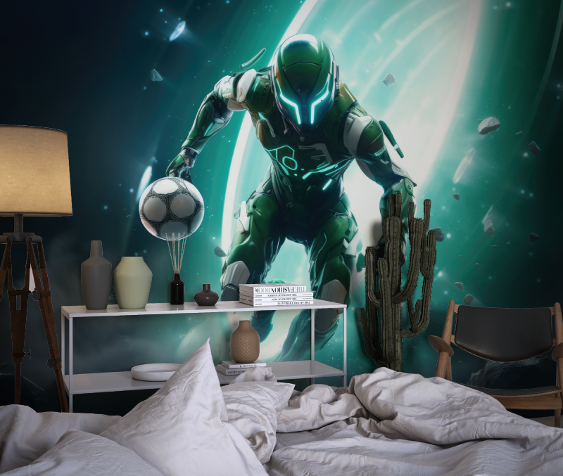 Papiers peint footballer futuriste chambre dado1