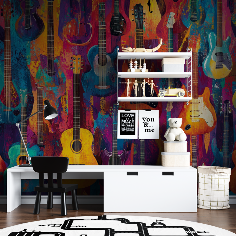 Frise papier peint instrument d...ue tapisserie chambre ados