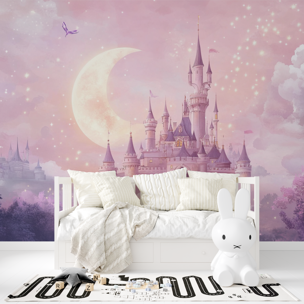 Papier peint princesse lune et chateau tapisserie fille