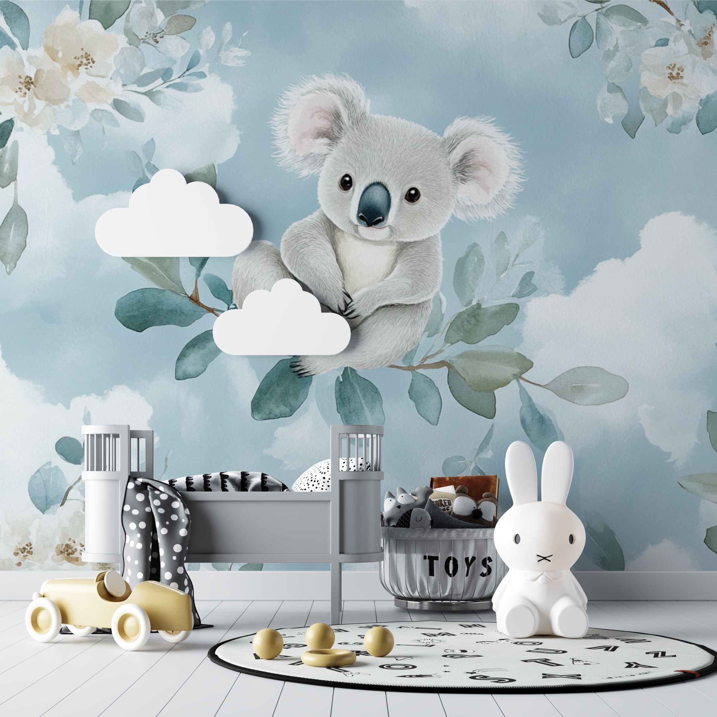 Papier peint koala doux et cotonneux bebe tipi