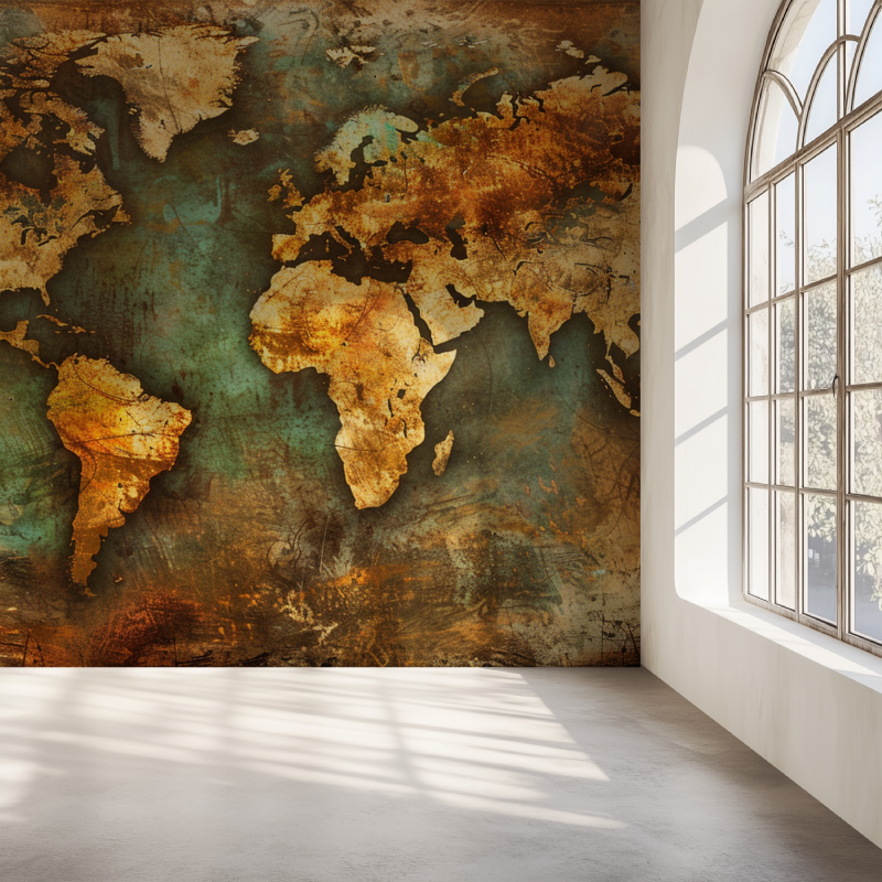 Papier peint carte du monde ancienne mur simple