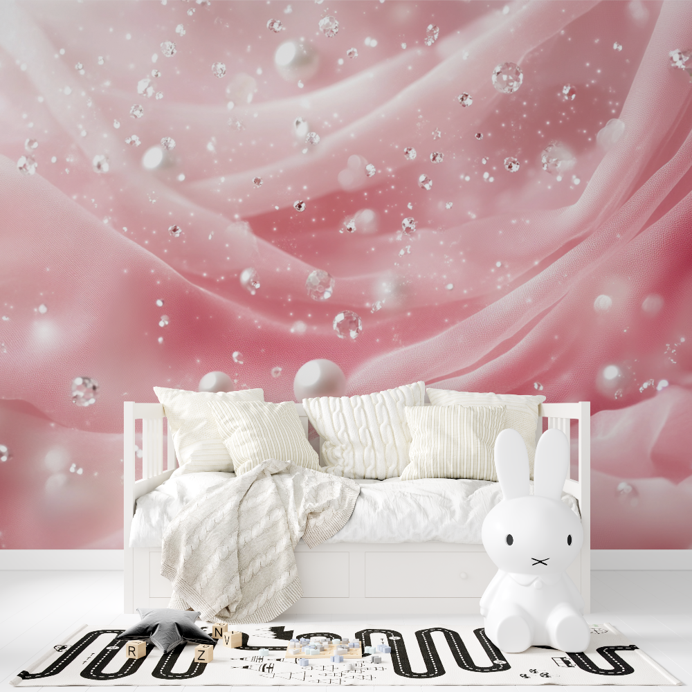 Papier peint princesse voile rose tapisserie fille