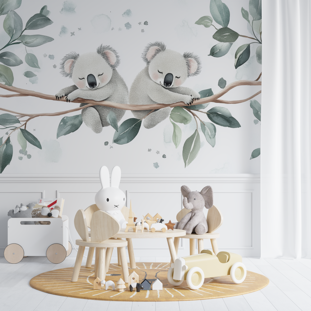 Papier peint koala qui reve eveille chambre de bebe