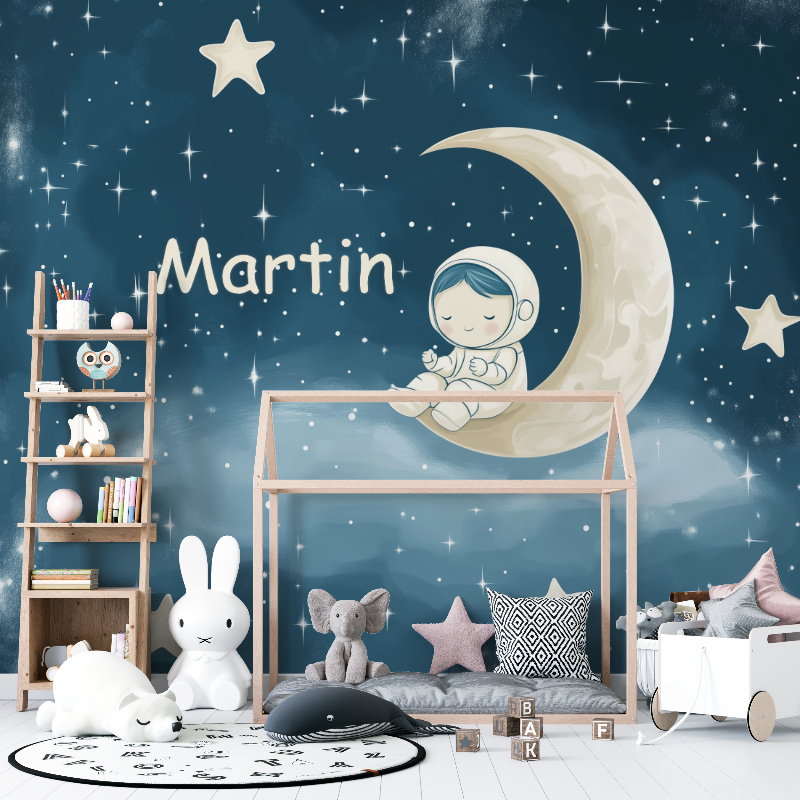 Papier peint prenom etoiles bleu nuit 12
