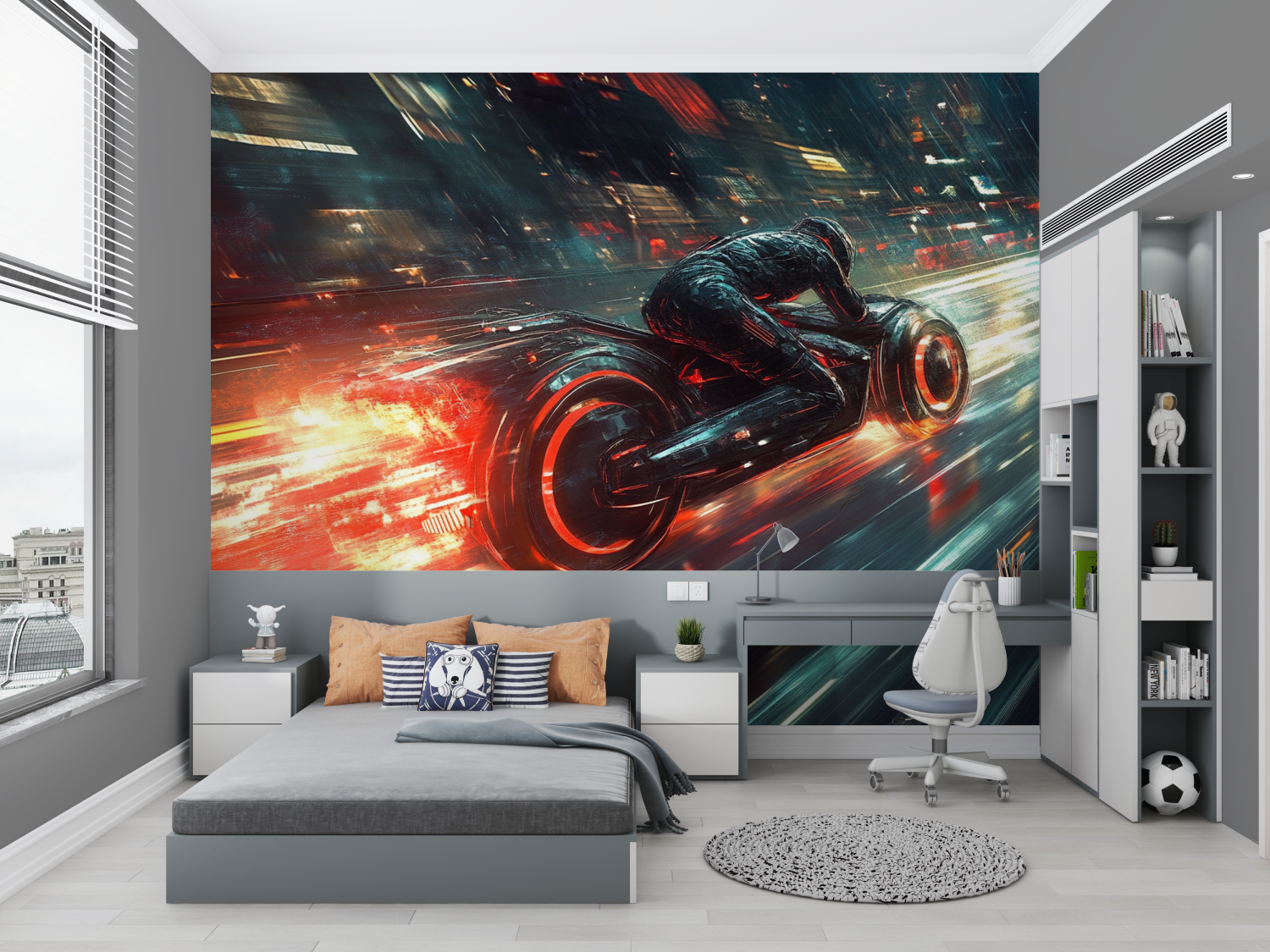 Papier peint moto du futur chambre petit