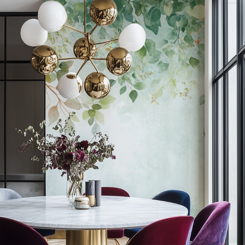 Papier peint arbre de connaissance salon chaise