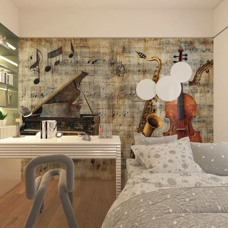 Papier peint avec instrument de...ancien chambre adolescents