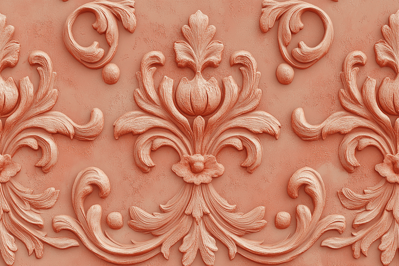 Papier Peint Terracotta Avec Arabesques Baroques
