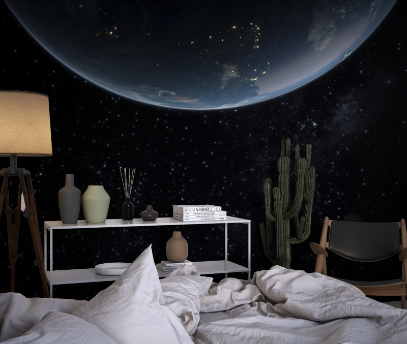 Papier peint espace planete terre chambre dado1