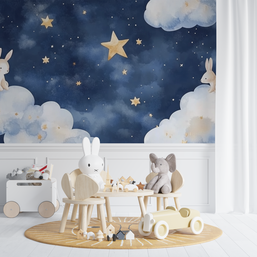 Papier peint ciel etoile panoramique chambre de bebe