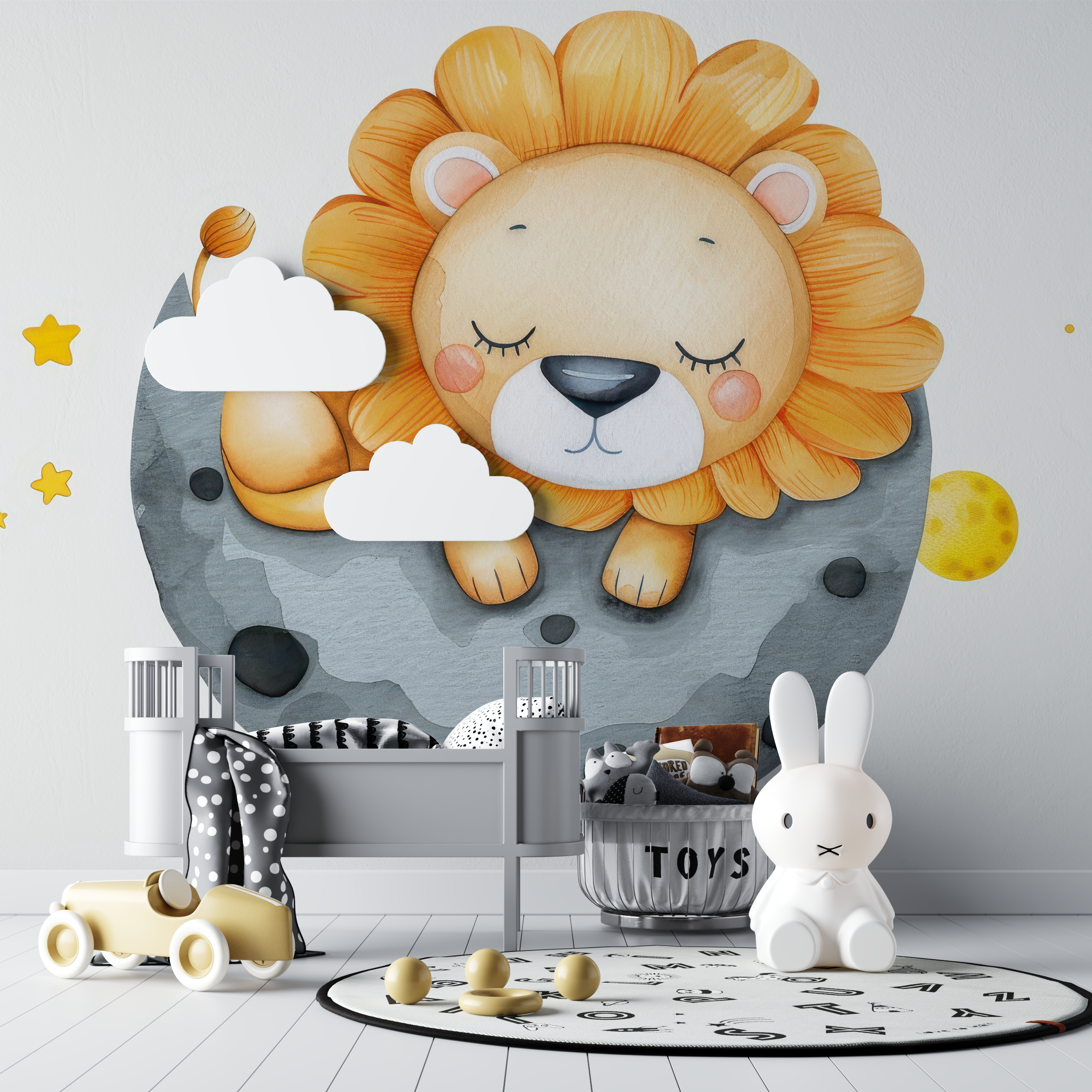 Papier peint lion et lune bebe tipi