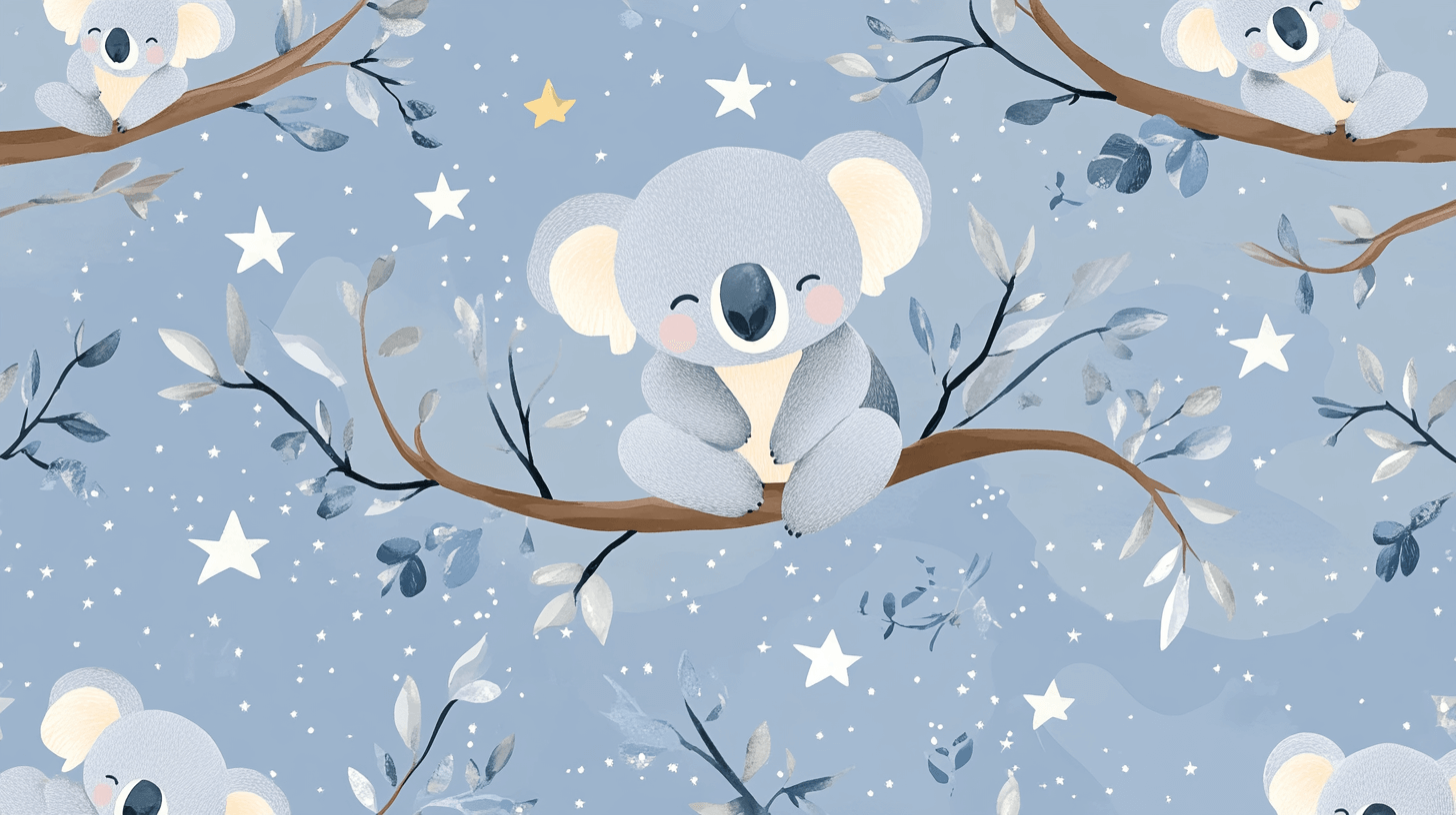 Papier Peint Koala Et Étoiles Nacrées