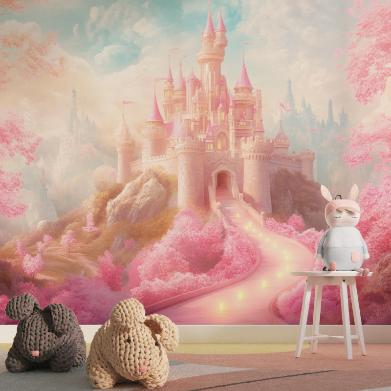 Papier peint princesse et son chateau tapisserie pour fille