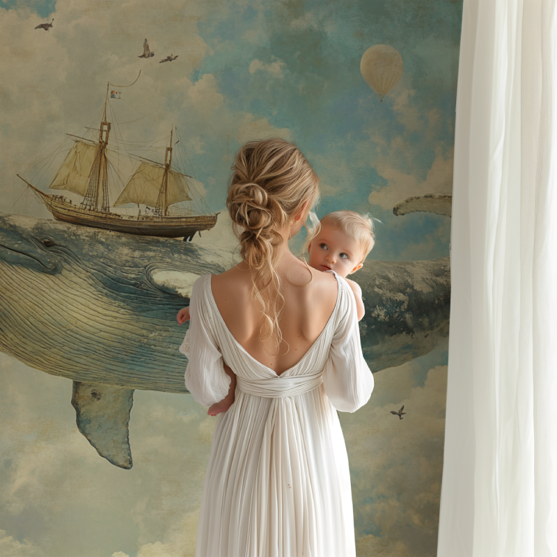 Papier peint chambre bebe baleine bb123