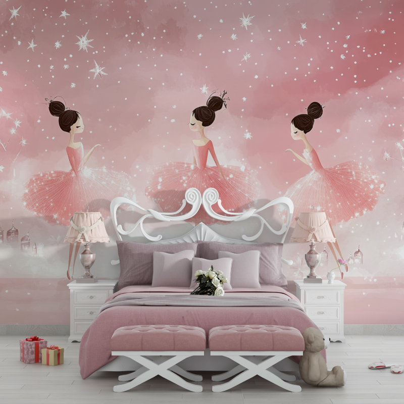 Papier peint ballerines chambre filles