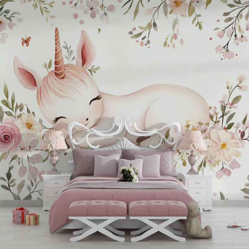 Papier peint licorne chambre fi...id de fleur chambre filles