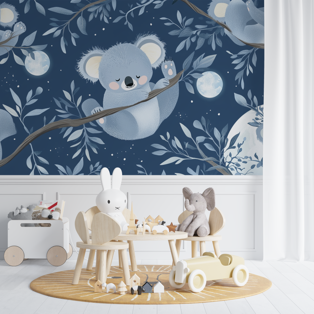 Papier peint koala et ombre de la lune chambre de bebe