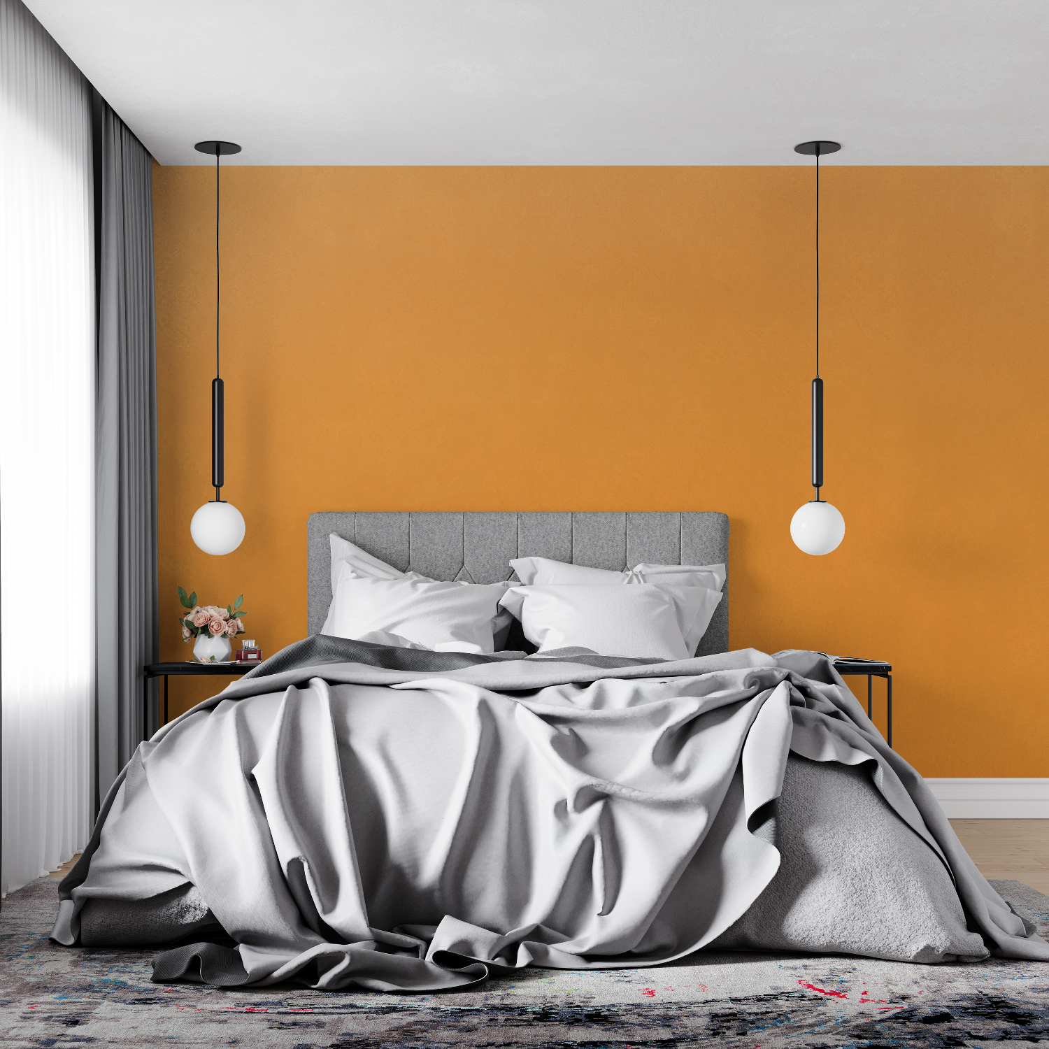 Papier Peint Uni Orange - tapisserie pano